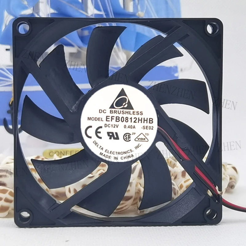 

S New for DELTA EFB0812HHB DC12V 0.40A 8015 8CM 2 pin Double ball fan#QW
