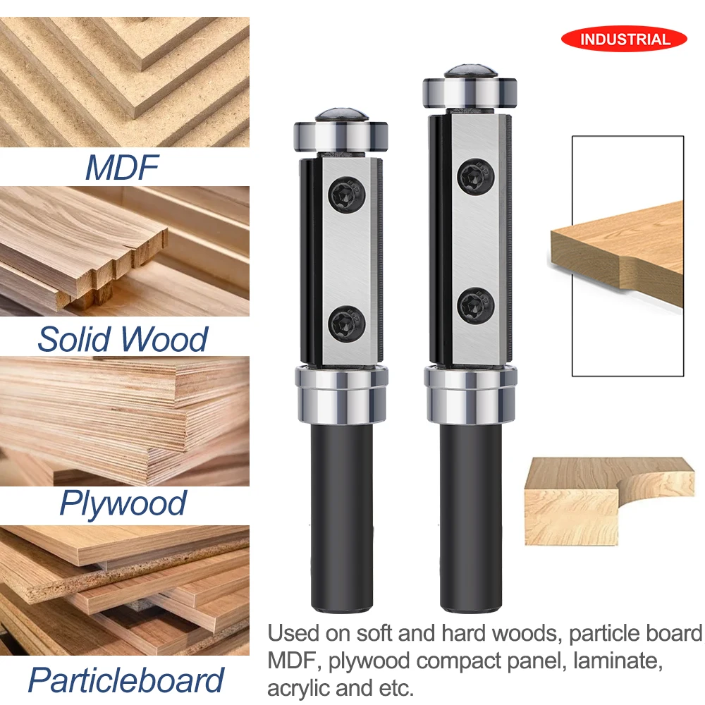 XCAN 1pc 12.7mm Gambo A Filo Trim Router Bit con Cuscinetto Inferiore Superiore Inserto In Metallo Duro Legno Router Bit A Filo Trim Bit