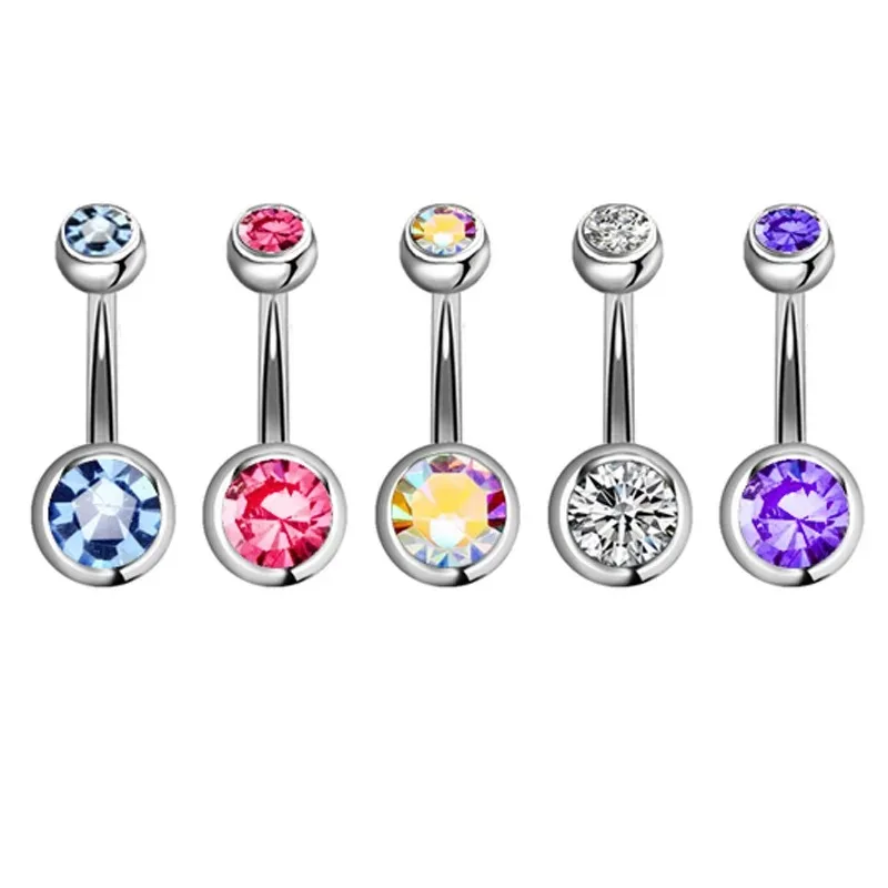 5/10 Pcs Piercing Navel Surgical Steel Single Crystal Rhinestone Belly Button Rings, Navel Piercing Ombligo 5/8mm Ball Nombril