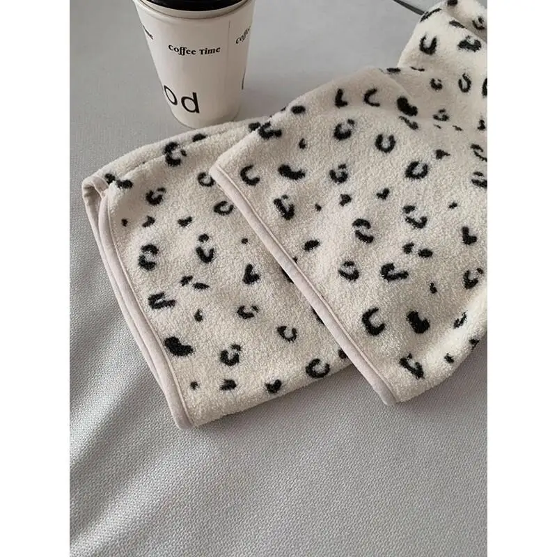 الشتاء ليوبارد طباعة امرأة بيجامة مجموعة رشاقته إضافة ملابس نوم قطنية الدفء ملابس خاصة مريحة المرجان الصوف فتاة Homewear #5
