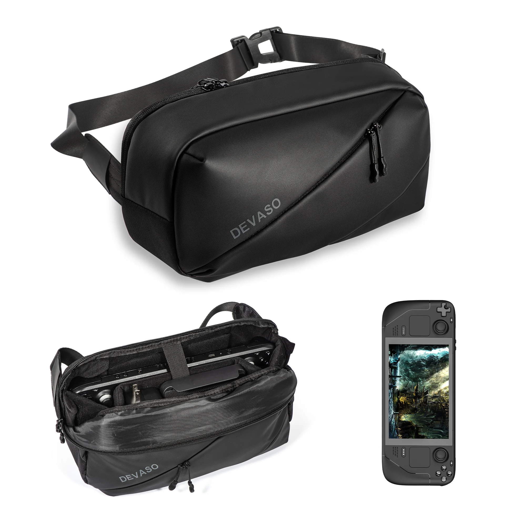 

Steam Deck Oled Shoulder Storage Bag Carrying Case Large Space for Steam Deck Game Console Accessories Waterproof PU Case