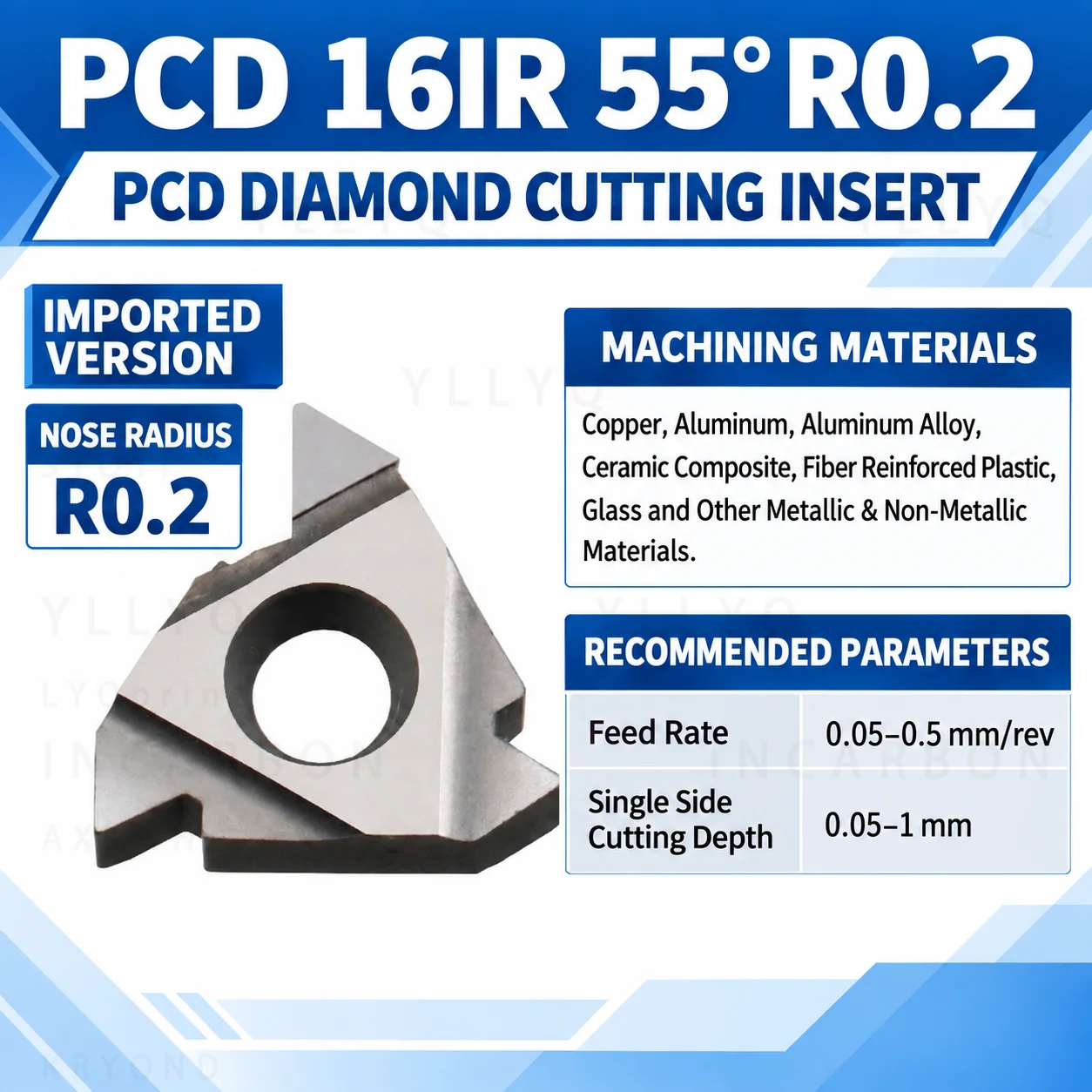Imported PCD Diamond Inserts CCMT DCMT TCMT TPGH VCMT APKT Threading Milling Turning Insert for Aluminum CNC Lathe - view 5