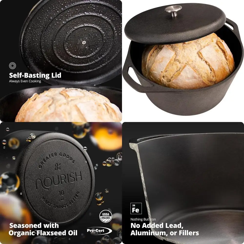 

10 Cast Iron Dutch Oven, 5-Quart, with Lid