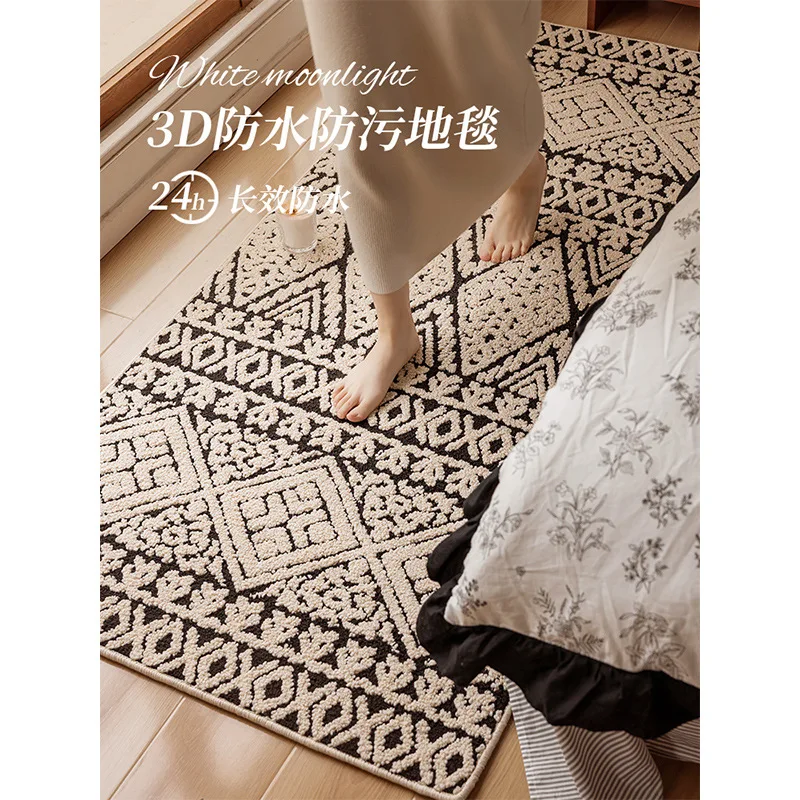 

French medieval living room carpet wabi sandy wind high-end light luxury bedroom bedside blanket waterproof and anti-fouling lei