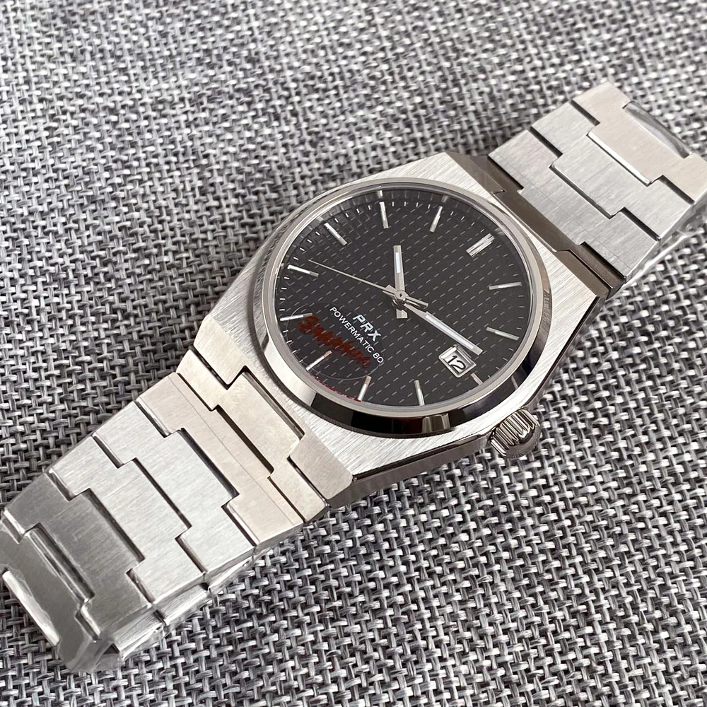 CustomTandorio 40mm NH35A movement PRX Sapphire Crystal Glass Automatic Men Mechanical Watch 100m Waterproof  Black Texture Dial