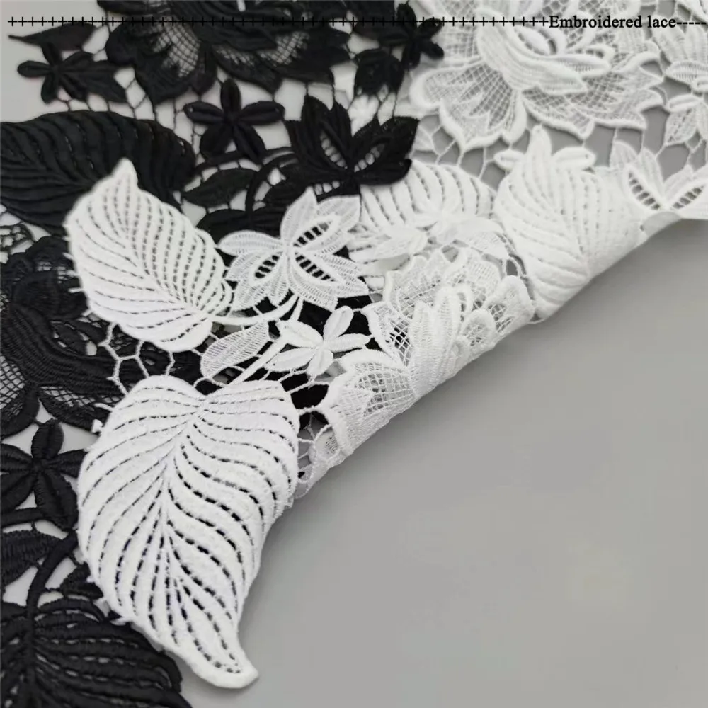 Flowers Embroidered Lace Trim Ribbon Wedding Applique DIY Manual Sewing Supplies Craft Decoration 19cm