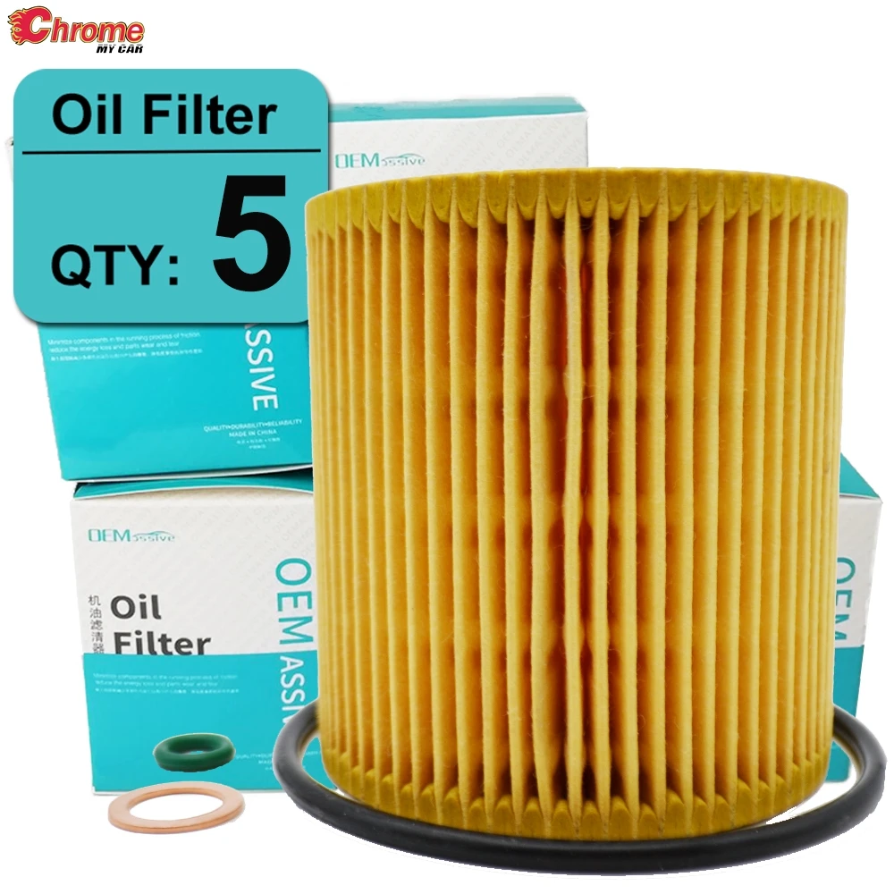 Set Of (5) 11427541827 Oil Filter For BMW X1 X3 X4 X5 X6 128i 335xi 435i 535xi 640i 740i M2 M235i M240i M3 M4 Z4 11427566327