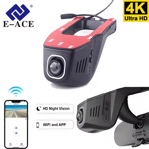 E-ACE 4K Dashcam APP WIFI Car Driving Recorder Parking Monitoring Loop Video Car Recorder HD Night Vision Car Dvr Black Box