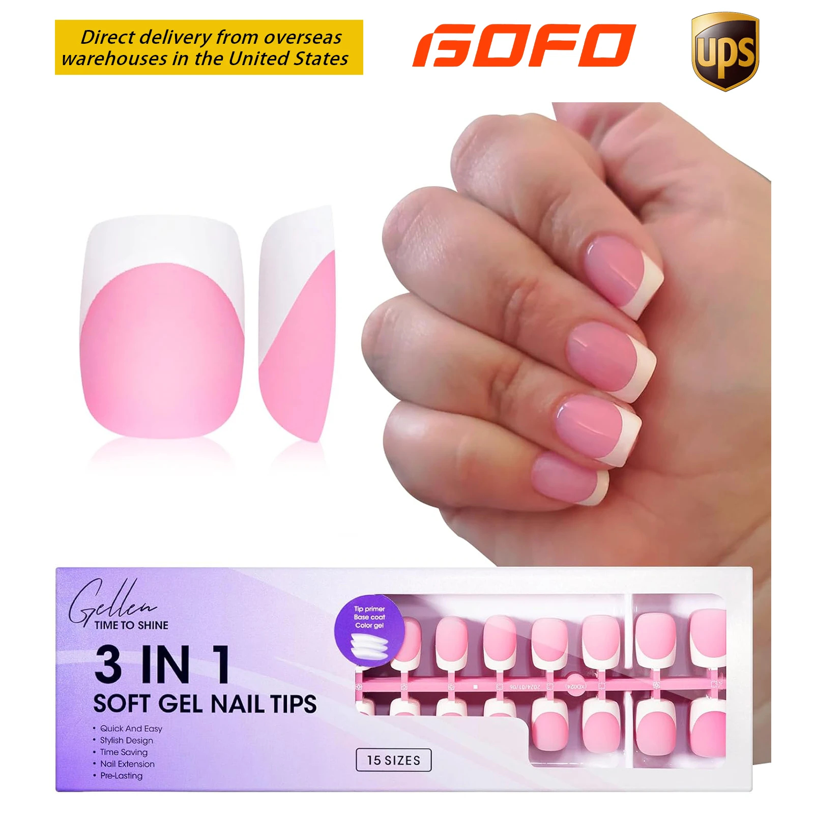 

GELLEN False Nails Press On Nails 150PCS Soft Gel French Tip Short Square Pink Nail Tips For Women Manicure Acrylic Nails