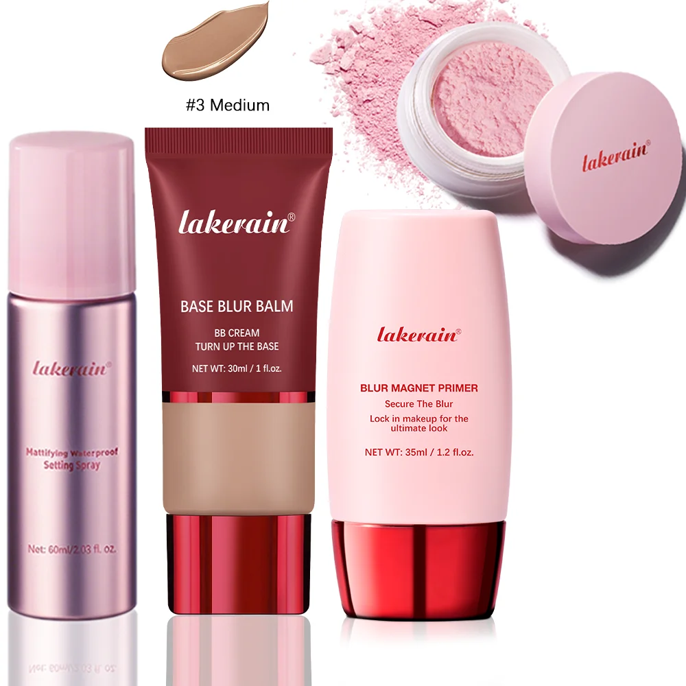Ultimate Blurring Setting Powder Travel Size Set  Waterproof Setting Spray Blur Magnet Primer BASE BLUR BALM  Oil Control Kit