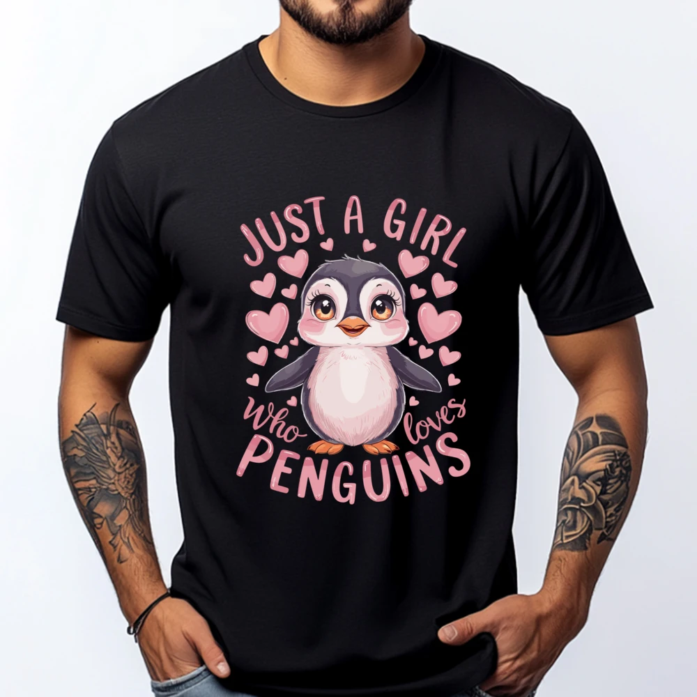 

Funny Penguin Animal Just A Who Loves Penguins Designer T Shirt Man Valentine's Day Family