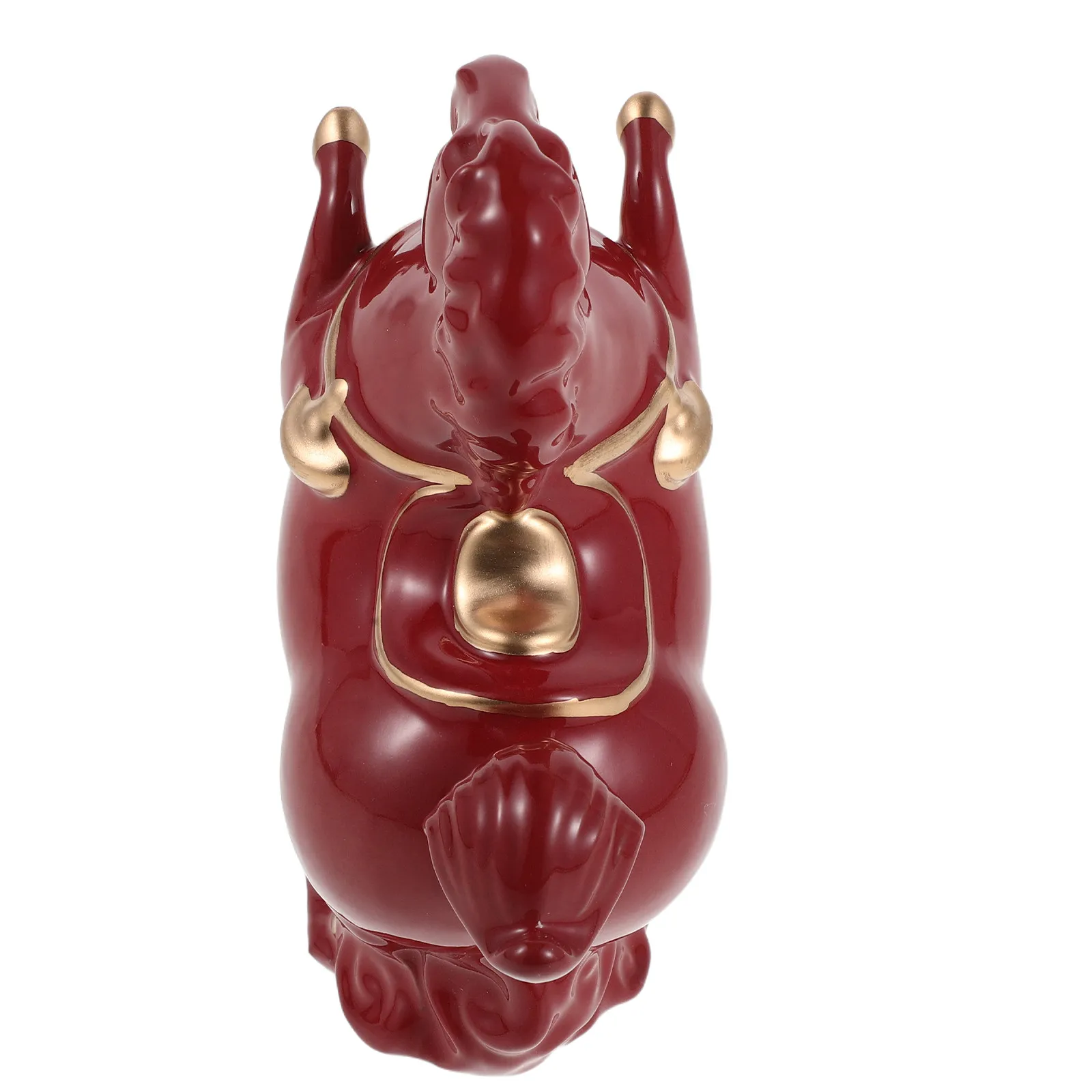 Red Ceramic Chinese Horse Statue Fortune Wealth Success Decorative Sculpture for Lunar New Year Home Office Desk Feng Shui Luck