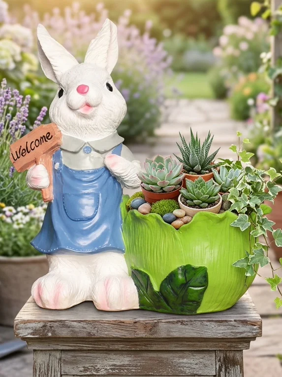 

Outdoor Courtyard Landscape Cute Cartoon Creative Succulent Rabbit Flower Pot Decoration Garden Balcony Decorative Accessories