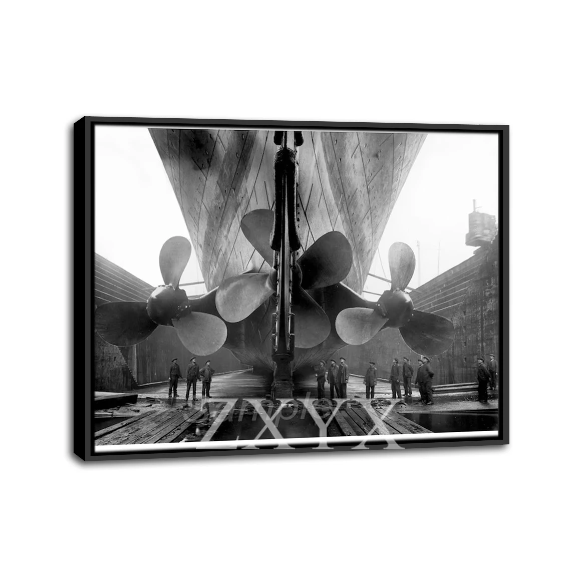 Vintage RMS Titanic Propellers Framed Poster Print Home Decor Wall Art Painting Oil Canvas