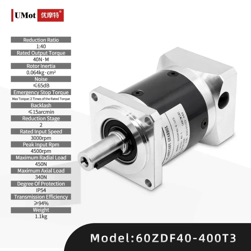 UMOT Customized Ratio Size 60mm Reduction Ratio 40 Planetary Gear Speed Reducers Gearbox Reducer For 400w Ac Servo Motor Factory