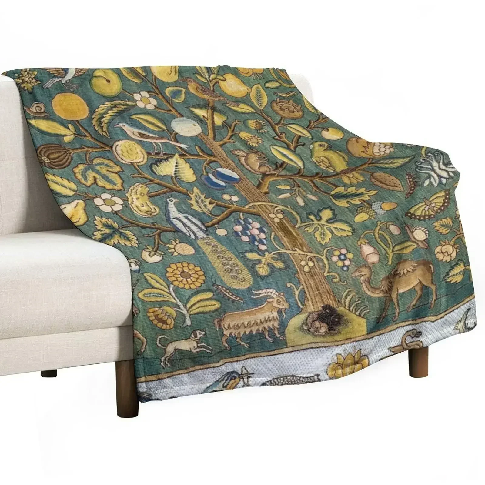 Ancient Animals & Tree Medieval Unicorn Floral Tapestry Throw Blanket Soft Beds Luxury St Luxury Throw Picnic Summer Blankets