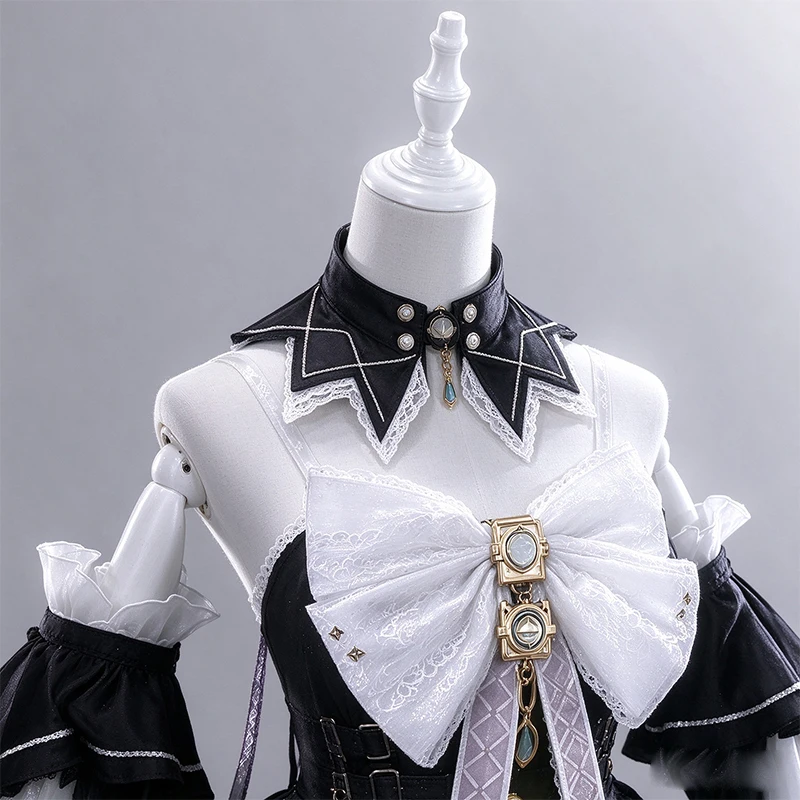 Wuthering Waves Lily The Young Perfumer Cosplay Game Costume Black White Lolita Dress With Wide Flowing Sleeves Hallowee Outfit view 4