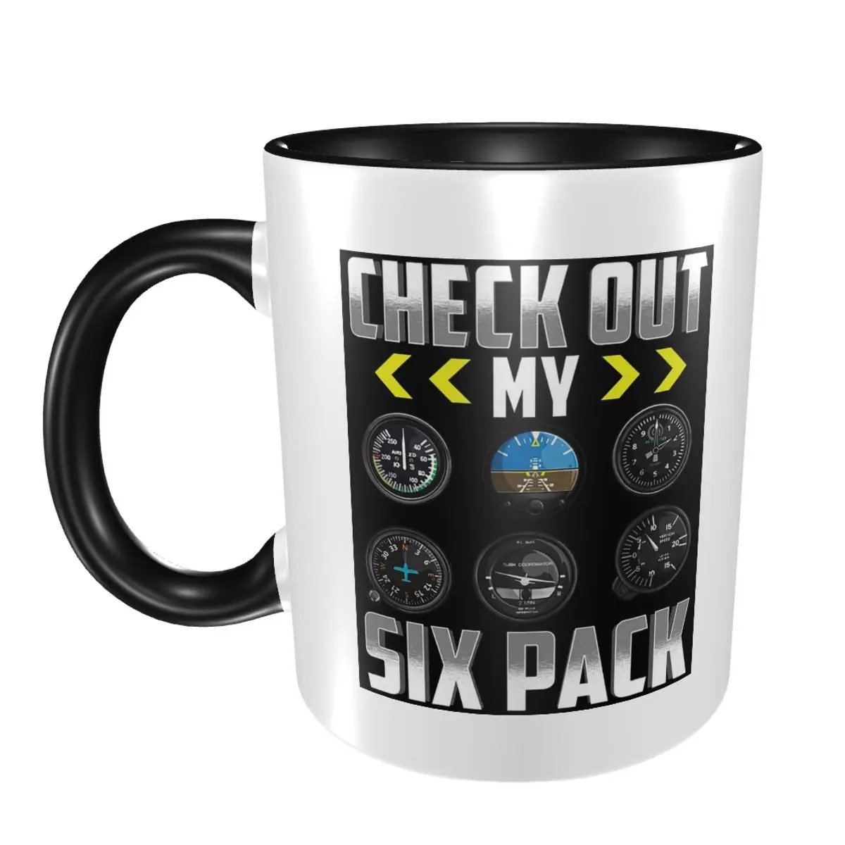 Pilot Top Airplane Six Pack Flight Instruments Mug Funny Ceramic Coffee Cups Tea Mugs Milk Cup Drinkware Gifts for Friends