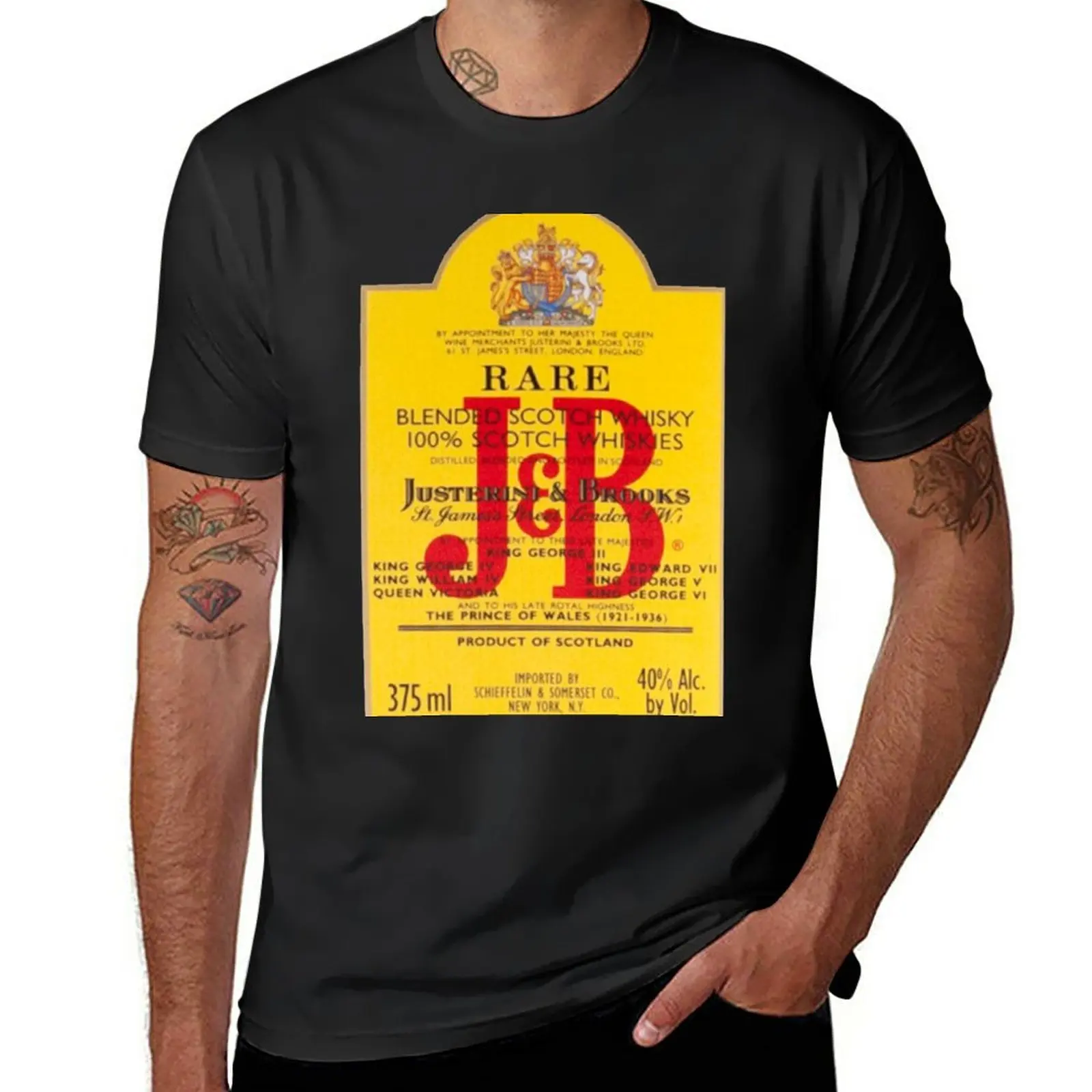 J&B Rare Scotch Whisky Blend T-Shirt tees graphics t shirt black t-shirts for men