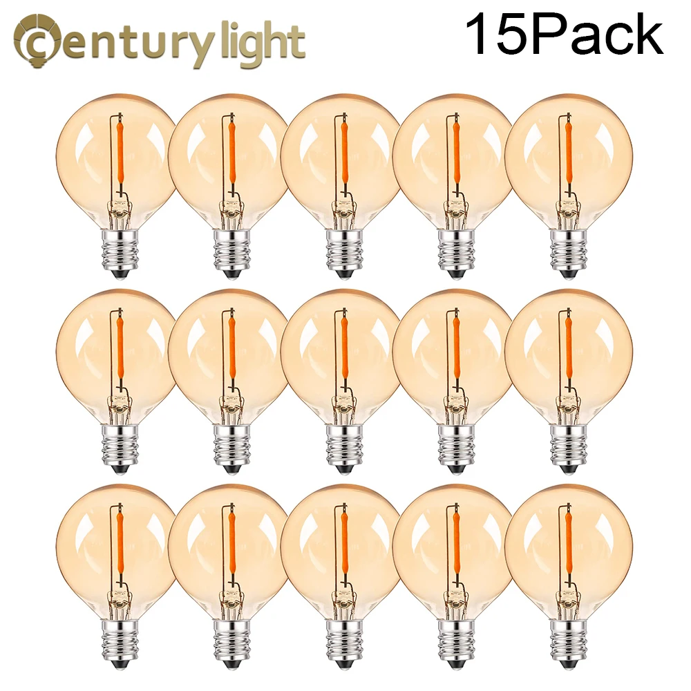 G40 Led Replacement Bulbs E12 1W Vintage Edison Globe Amber Glass 2200K Mini Ball Lamps For String Light Garland Home Decoration