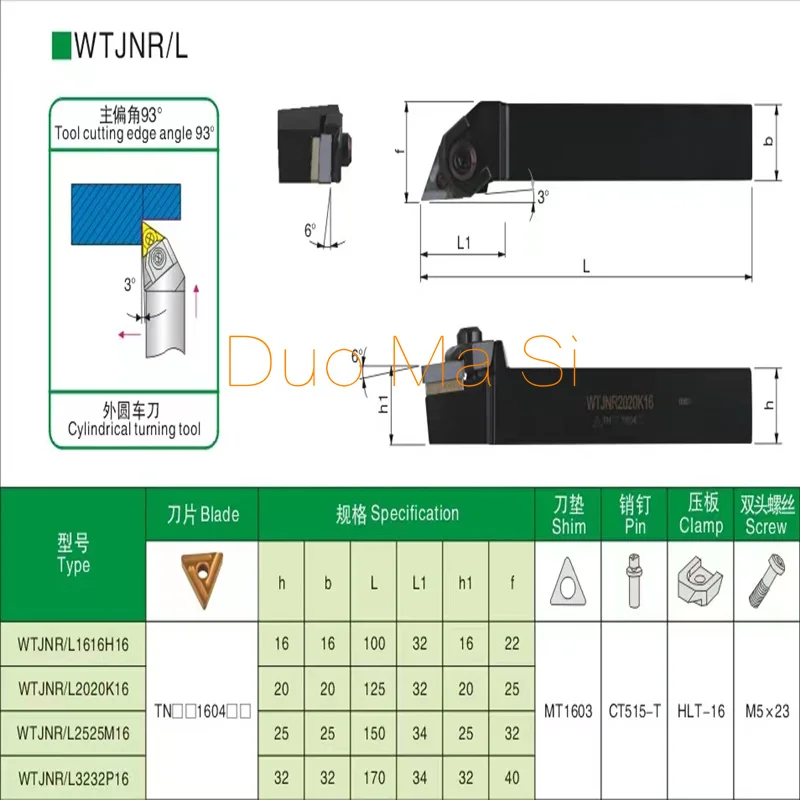 MTENN MTQNR MTFNR MTGNR MTBNR MTJNR MTWNR WTJNR portautensili per tornitura esterna di grado per TNMG160404 utilizzato su tornio CNC