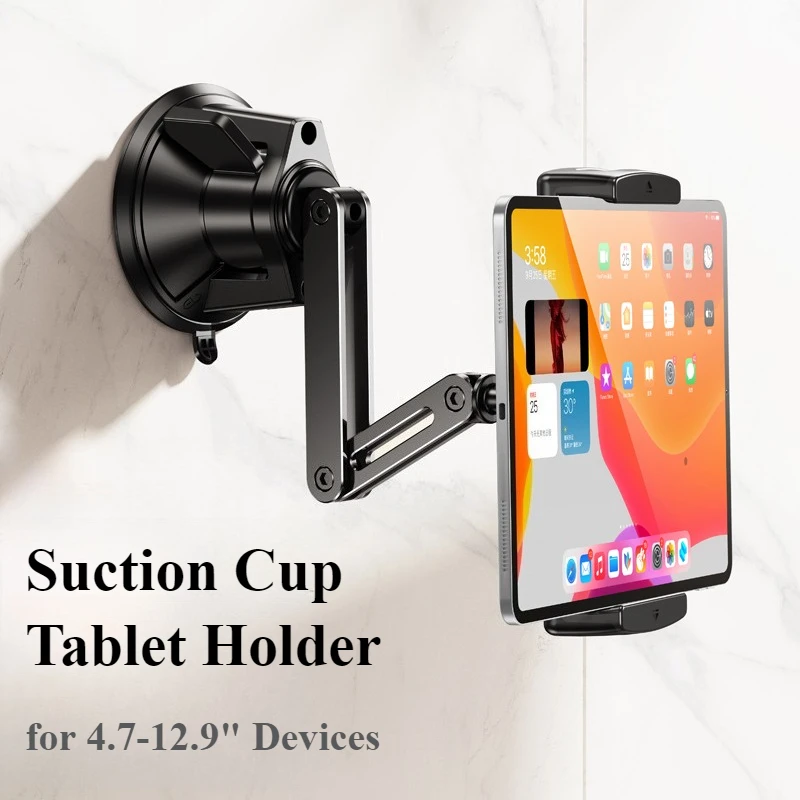

Oatsbasf Suction Cup Tablet Holder for 4.7-12.9" Phone & Tablet Devices Angle Adjustable Clip Phone Holder Bracket for Car Home