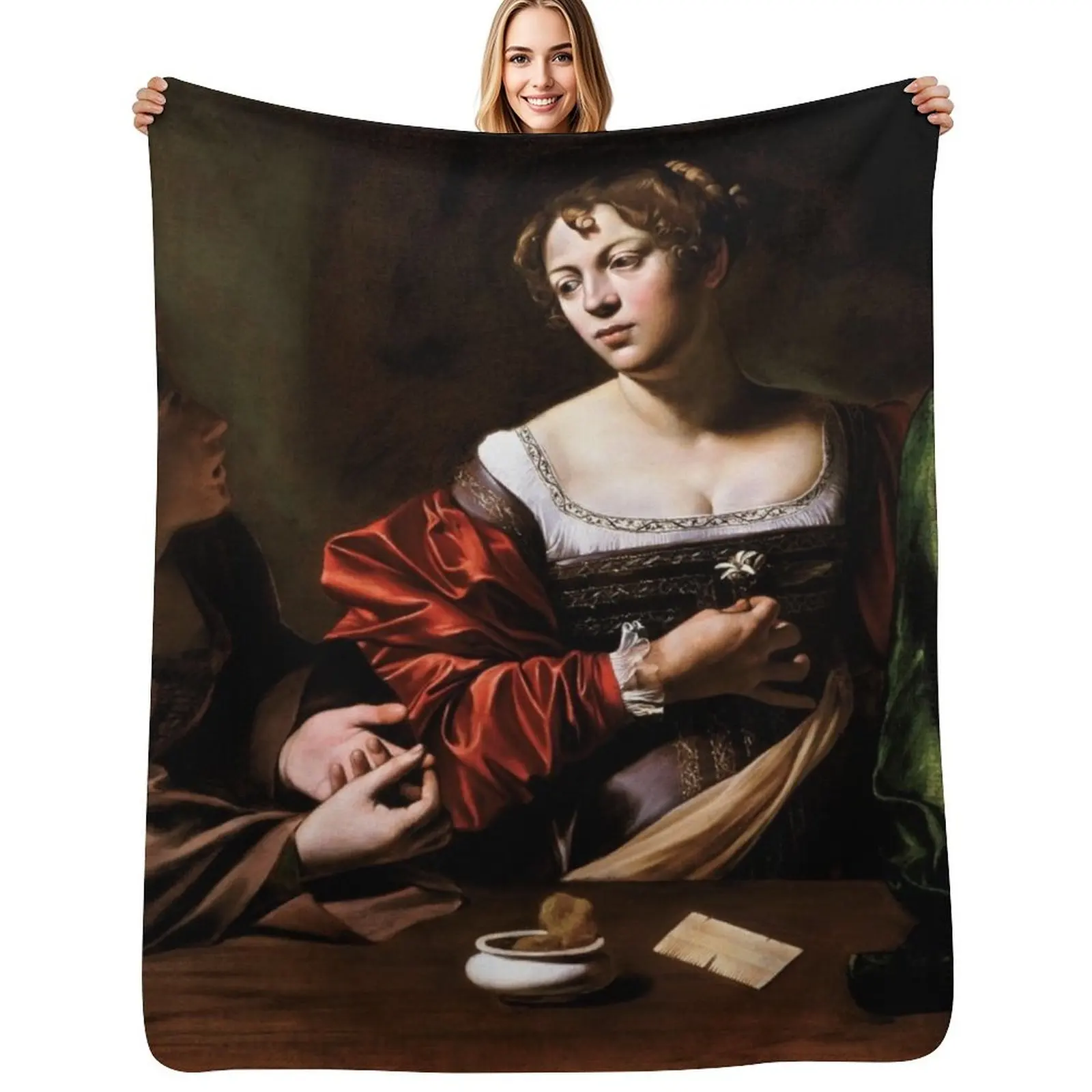 Martha and Mary Magdalene by Caravaggio (c 1598) Throw Blanket Large Decorative Throw Luxury Thicken Soft Beds Camping Blankets