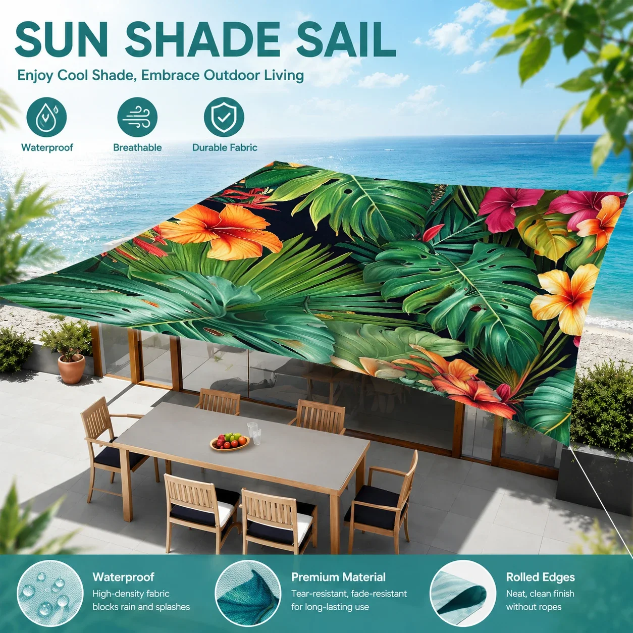 200x200cm Sun Shade Outdoor Canopy Tropical Palm Leaf Portable Protection  for Beach Garden Camping Picnic Durable Awning