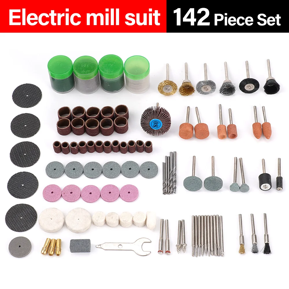 

142pcs/Set Electric Grinder Rotary Tool Accessory Bit Set For Dremel Grinding Sanding Polishing Disc Wheel Tip Cutter Drill Disc