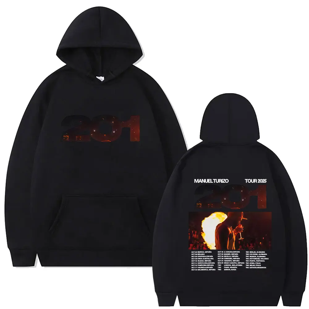 Manuel Turizo 201 Tour 2025 Hoodie Men's Hip Hop Fashion Oversized Pullover Hoodies Male Casual Fleece Cotton Hooded Tracksuit