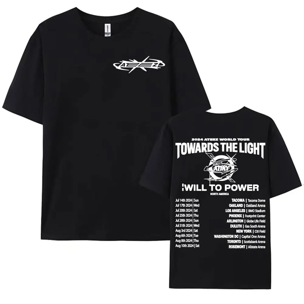 Korean Ateez Towards The Light: Will To Power Tour T-shirt Fashion Hip Hop Harajuku Men Women Casual Loose High Quality T Shirts