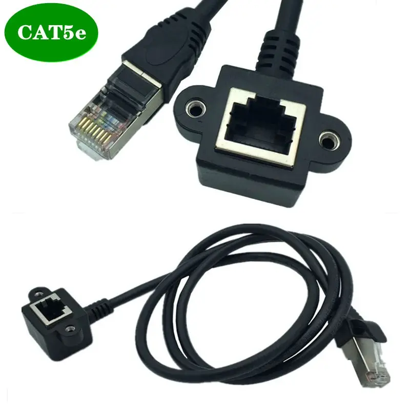 RJ45 Male To Female With Ear Elbow Network Extension Cable Cat5e Broadband Extension Connector Crystal Head Network Cable