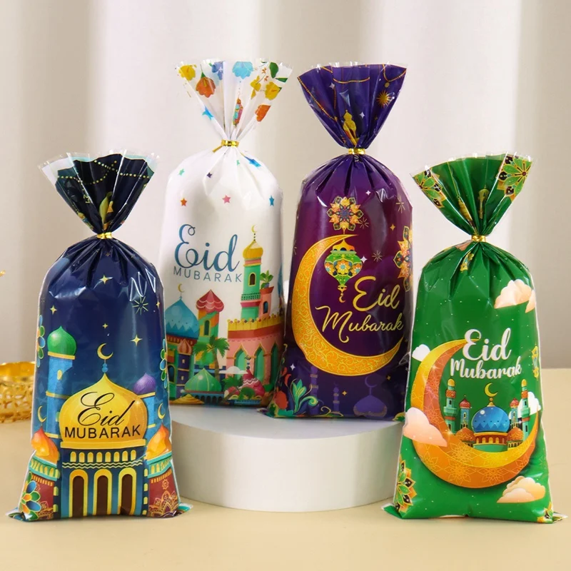 25/50/100 Stück Eid Mubarak Geschenkverpackungsbeutel Kunststoff Cookie Süßigkeitentüten Kareem Ramadan Dekor 2026 Islamische muslimische Partyzubehör