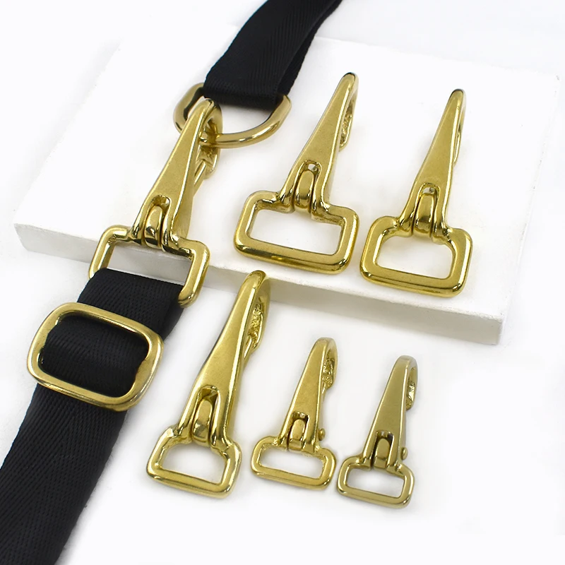 1-5Pcs Solid Brass Hook Buckle Carabiner Trigger Clip Snap Clasp Bag Strap Dog Collar Key Chain Buckles DIY Hardware Accessories
