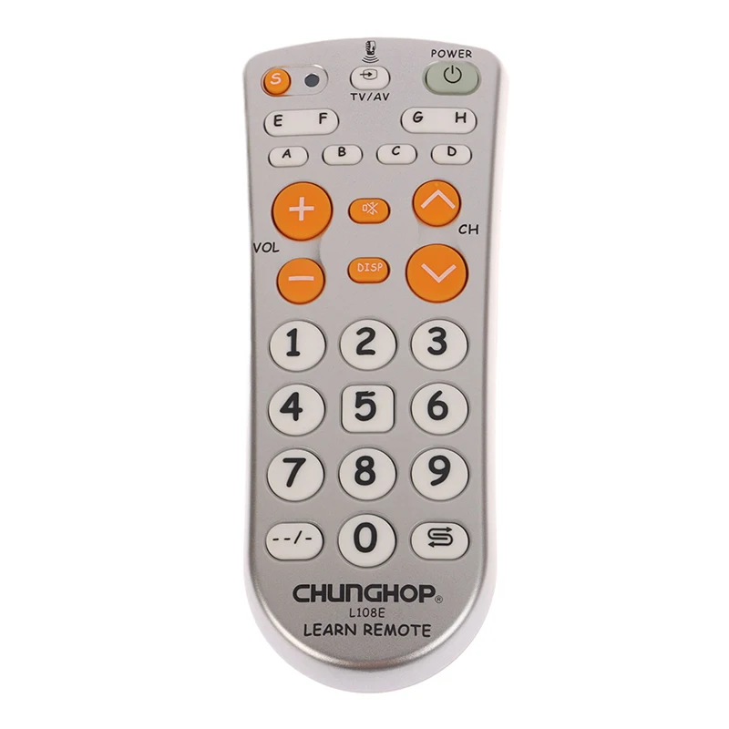 Combinational Universal IR Learning-Type Remote Control Controller Chunghop L108E per TV/SAT/DVD/CBL/dvb-t/AUX Big Button Copy