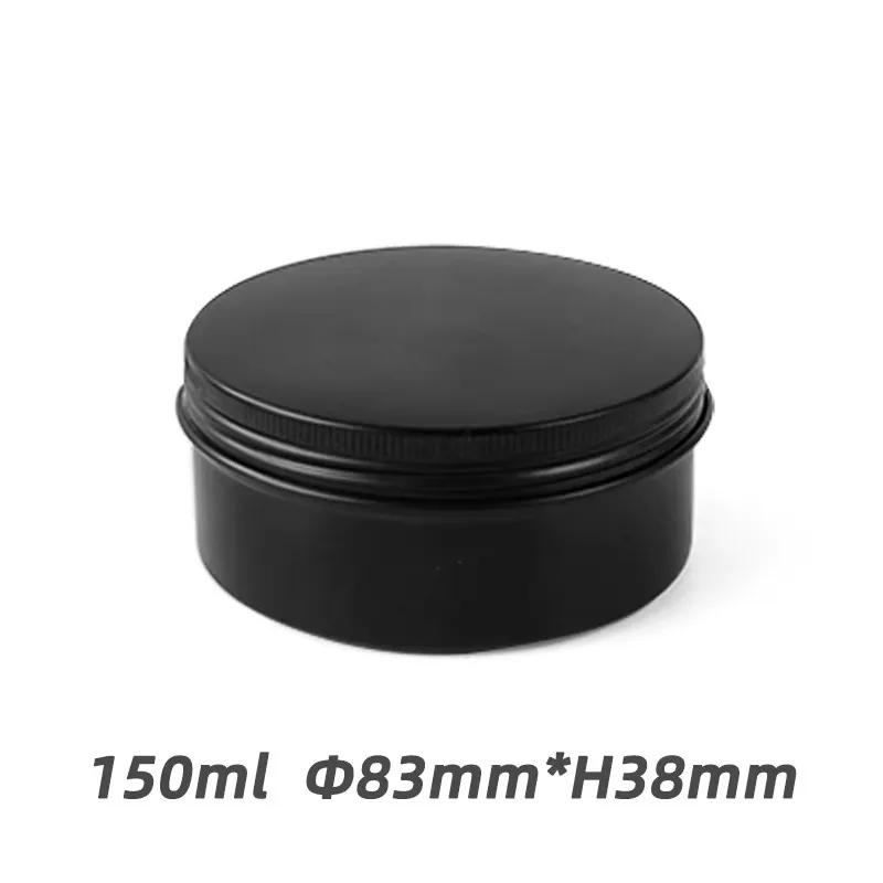 

100pcs 5oz 150ml Empty Black/Gold Aluminum Lip Balm Containers Cosmetic Cream Jars Tin Crafts Gift Tea Pot Bottle