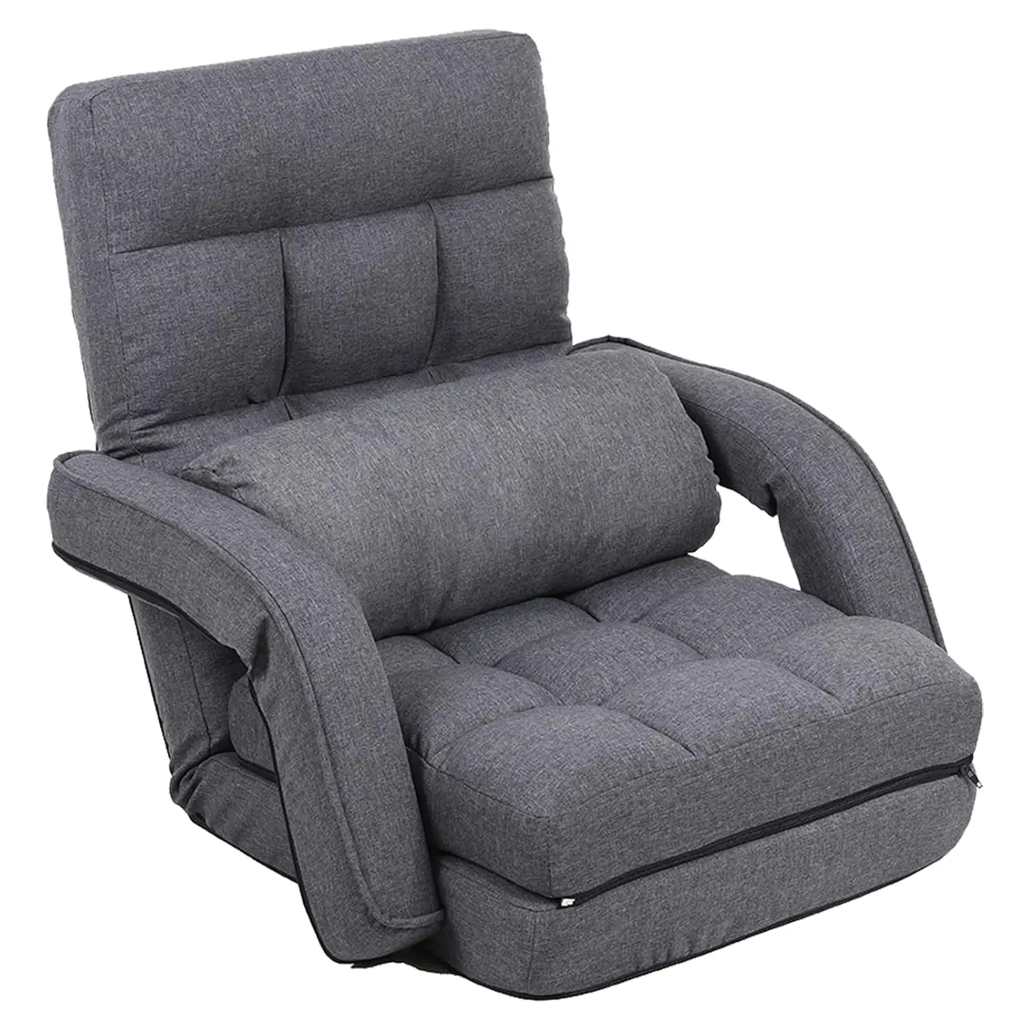 Indoor Floor Gaming Chairs for Adults with Back Support,Chaise Lounge, 14-Position Folding Lazy Sofa with Pillow for Living Room