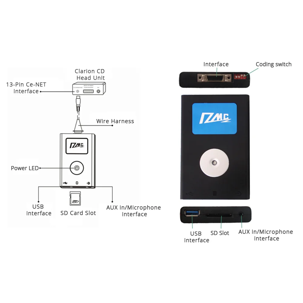 Car Digital Music Changer Bluetooth 5.0 USB AUX Adapter for Suzuki