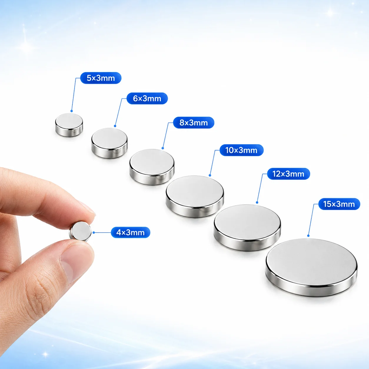 20/50/100 Pcs Super Strong Round Magnets 4x3,5x3,6x3,8x3,10x3,12x3,15x3mm Powerful Disc Magnet for Fridge, DIY, Building, Craft