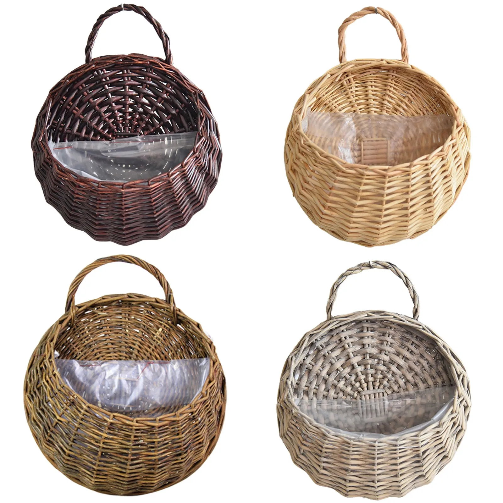 Flower Planter Wall Hanging Wicker Rattam Basket Garden Vine Pot Plants Holder Handmade Woven Hanging Basket Pot De Fleur DéCo