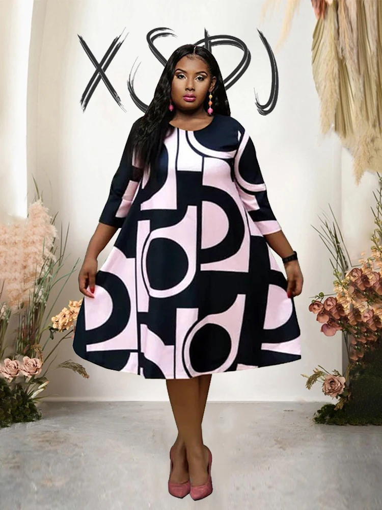 

Женское осеннее платье с длинным рукавом и круглым вырезом