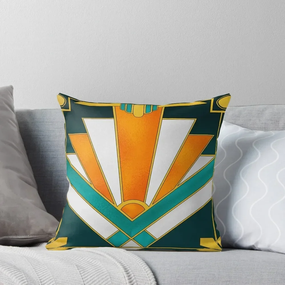 

Orange and green art deco Throw Pillow bed pillows Cusions Cover Christmas Covers For Cushions Decorative Cushion Cover pillow