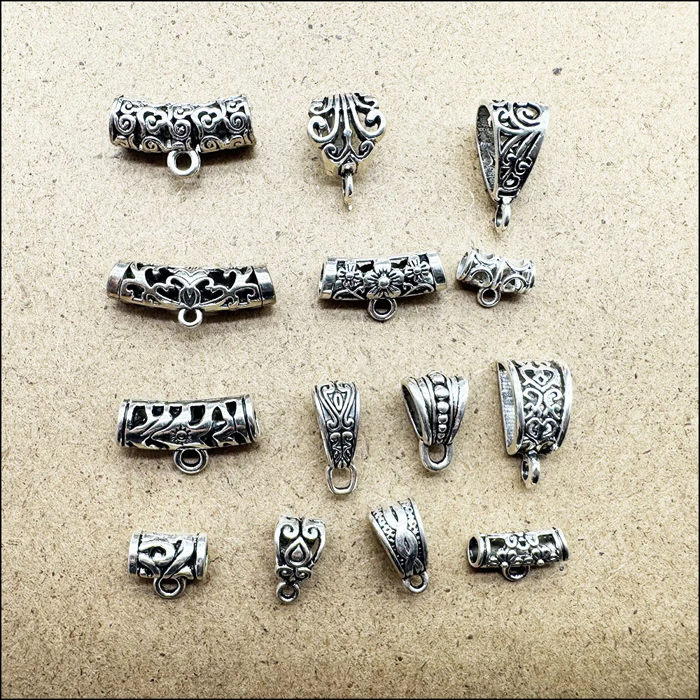 New Bail Connectors Retro Tibetan Silver Plated For Bracelets Charms Making Jewelry