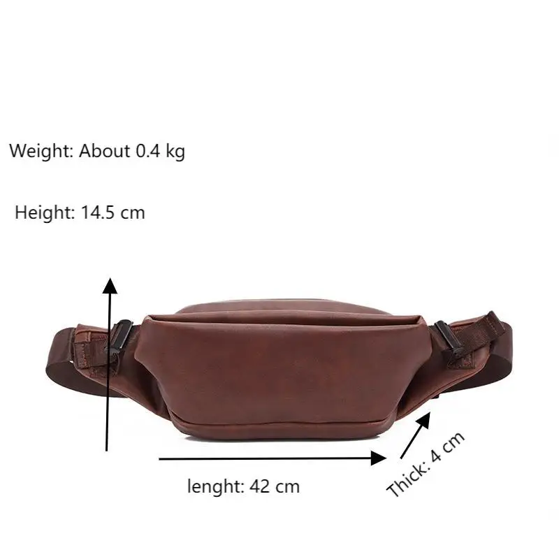 Leather Fanny Pack Waist Bag for Men Hip Bum Bag Travel Pouch Crossbody Chest Bags Shoulder Daypack Multiple Pockets Waist Pack