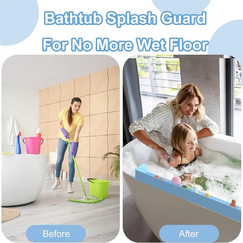 AT43-واقي سبلاش أطول لحوض الاستحمام للأطفال، واقي مياه من السيليكون، حامل صينية للحوض، طول طويل لحوض الاستحمام #2