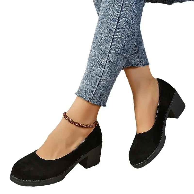 Zapatos de tacón alto con plataforma gruesa para mujer, calzado Retro Lolita, sin cordones, para fiesta, talla grande 43, 2025