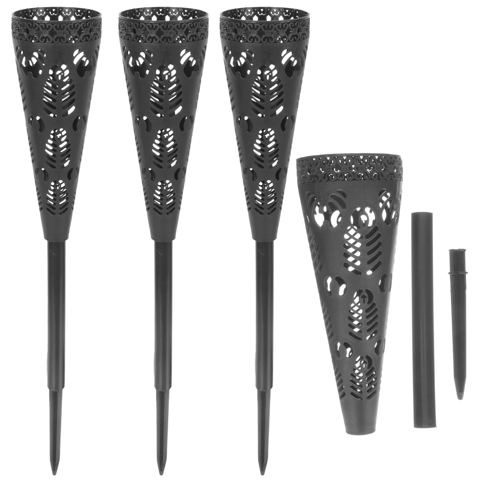 

4pcs Cemetery Sacrifice Vase Grave Flower Protector Plastic Inserts Hollow Lawn Container Spike Funeral Events