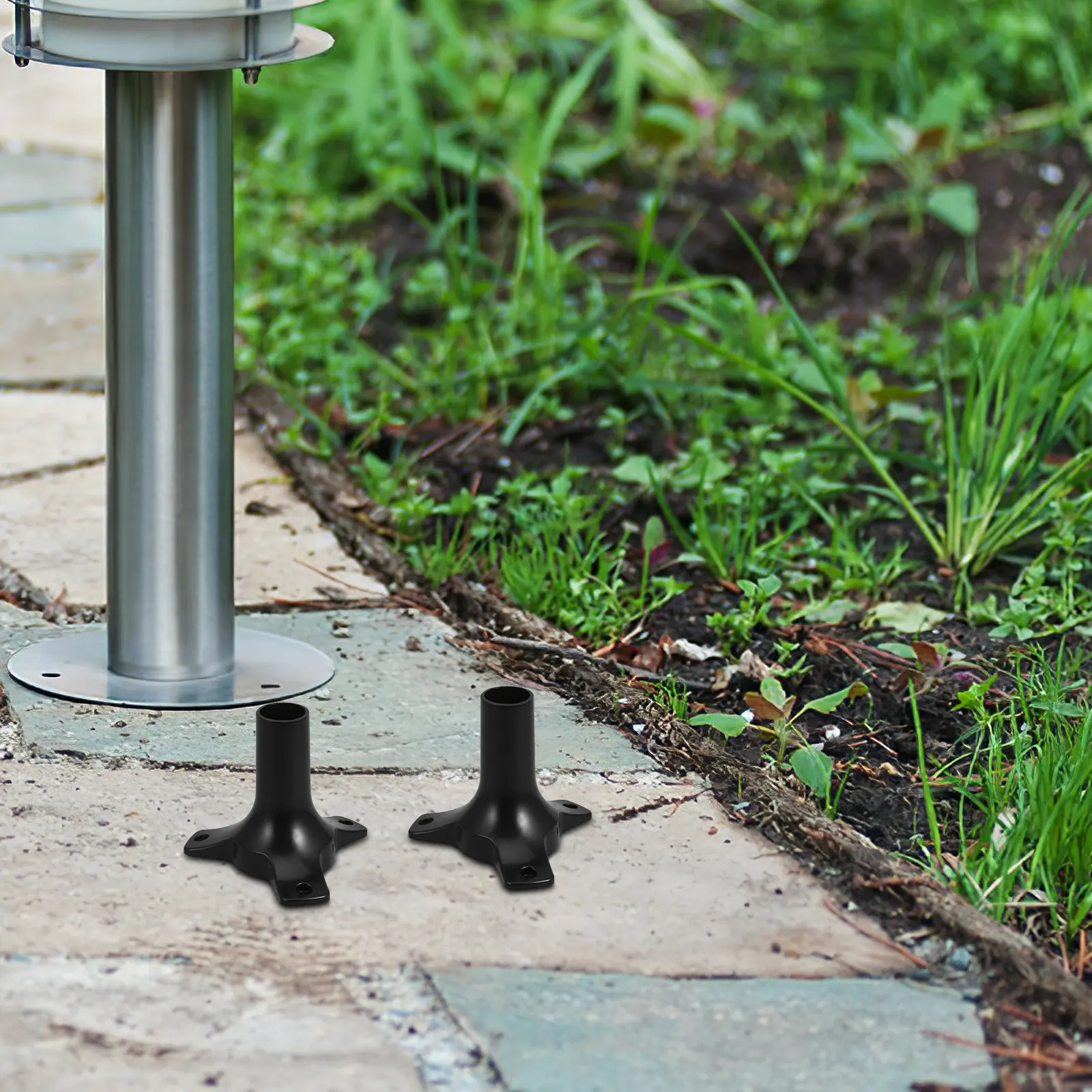 

6Pcs Outdoor Lamp Post Base Garden Light Base Replacement for Solar Ground Lights Lawn Courtyard Pathway Stable Plastic Lamp