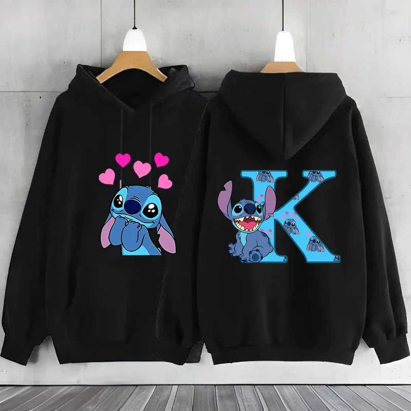 Stitch Disney Hoodie Y2k Clothes 26 English Letters Hooded Shirt Woman Clothes Long Sleeve Stitch Women\'s Y2k Hoodie Clothes