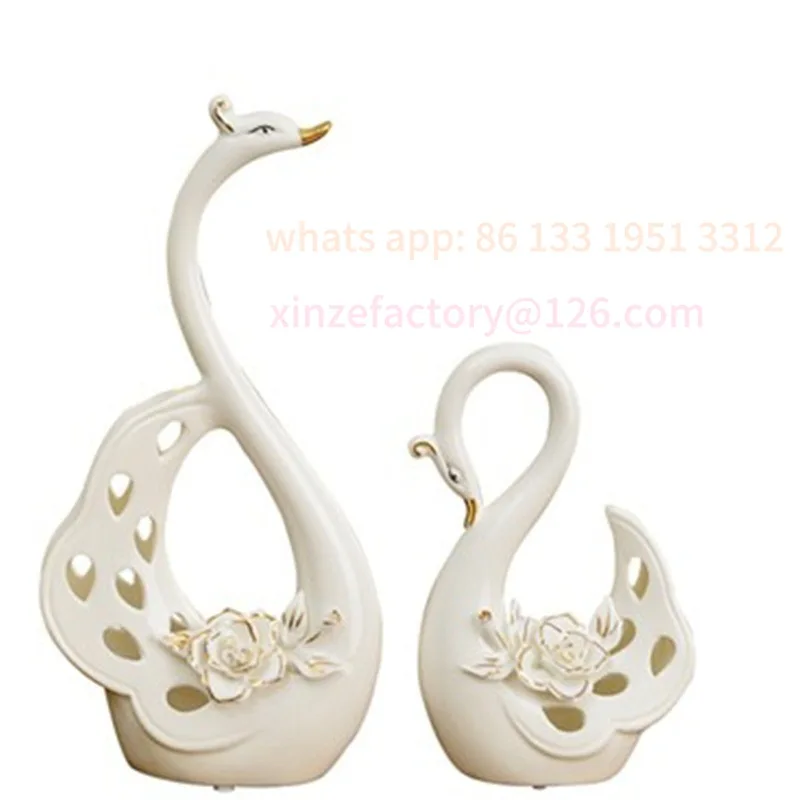 

Home ceramic swan ornaments living room ornaments a pair of European creative crafts wedding gifts